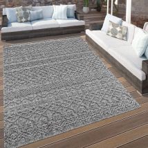 Paco Home - Outdoor Teppich Wetterfest Balkon Küche Skandinavisch Geometrisch 3D Anthrazit 80x150 cm