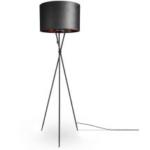 Pendelleuchte Stehleuchte Dreibein Wohnzimmer Lampenschirm Velours Unifarben E27 Stehleuchte - Schwarz, Anthrazit Kupfer (Ø45.5 cm) - Paco Home