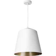 Paco Home - Pendelleuchte Wohnzimmer Hängelampe Esstisch Küche Lampenschirm Industrial Pendelleuchte - Weiß, Messing (Ø32.5 cm)