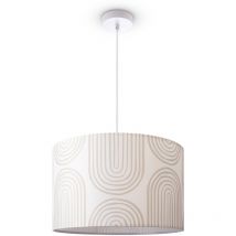 Paco Home - Plafonnier Salon Table à Manger Abat-jour Tissu Moderne Abstrait Lampe à suspension - Blanc, Design 6 (Ø45,5 cm)