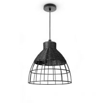 Paco Home - Rotin Suspension Salon Lampe à Poser Boho Lampe En Cage Table De Chevet Métal Lampe à suspension - Type 2, Noir (Ø22 cm)