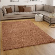 Shaggy Hochflor Langflor Teppich Sky Einfarbig in Terrakotta 60x100 cm - Paco Home