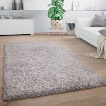 Paco Home - Tapis Shaggy Tapis De Salon Poils Longs Monochrome Moelleux Doux Moderne Gris 80x150 cm