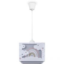 Sospensione Cameretta Paralume Tessuto Arcobaleno Stella Leone Dinosauro Luna Grigio, Luce a sospensione - Tipo 6 - Paco Home