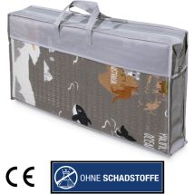 Paco Home - Spielmatte Krabbelmatte Faltbar Wendbar Abwischbar Tier Motiv Weltkarte Grau Beige 150x200 Cm