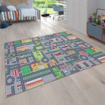 Paco Home Spielteppich Kinderteppich Kinderzimmer Straßenteppich Mit Auto Motiv, In Grau 200x290 Cm
