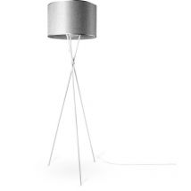 Paco Home - Stehleuchte Wohnzimmer Stoffschirm Tischlampe Textil Schirm E27 Nachtlicht Grau (Ø45.5 cm), Stehleuchte-Weiß - Typ 1