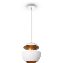 Paco Home - Suspension Salle à Manger Lampe Cuisine Lampe Table à Manger Industriel Moderne Lampe à suspension - Blanc, Or (Ø20cm)