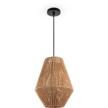 Paco Home Suspension Table À Manger Lampe Suspendue E27 Papier Boho Rotin Lampe à suspension - Noir, Nature (Ø30cm)