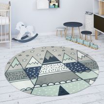 Paco Home - Tapis Chambre Enfant Tapis De Jeux Tapis Bébé Étoiles Tente Tipi Motif Gris Vert 150 cm Rund (de)
