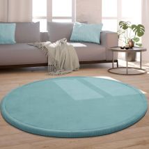 Paco Home - Tapis Chambre Rond Enfant Bebe Fille Garcon Moelleux Antidérapant Moderne Bleu, 80 cm rond