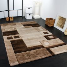 Paco Home - Tapis Chic Noble Moderne à Contour Carrelé Brun Beige liquidation 80x300 cm