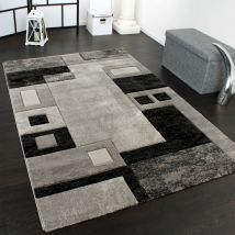 Paco Home - Tapis Chic Noble Moderne à Contour Carrelé Gris Noir liquidation 80x150 cm