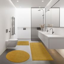 Tapis De Bain Moderne Salle De Bain Tapis Shaggy Moelleux Doux Uni Jaune 40x55 cm - Paco Home