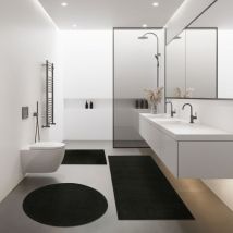 Tapis De Bain Moderne Salle De Bain Tapis Shaggy Moelleux Doux Uni Noir 40x55 cm - Paco Home