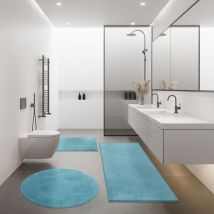 Tapis De Bain Moderne Salle De Bain Tapis Shaggy Moelleux Doux Uni Turquoise 40x55 cm - Paco Home