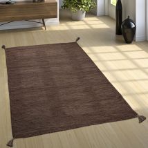 Paco Home - Tapis De Créateur Tapis Tissé Kilim Tissé Main 100 % Coton Moderne Chiné Brun 200x290 cm