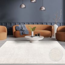 Paco Home - Tapis De Salon Design Uni Skandi Boho Motif Effet 3D Beige Crème 160x230 cm
