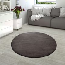 Tapis De Salon Poils Longs Imitation Fourrure Lapin Douce Anthracite 180x200 cm ovale - Paco Home
