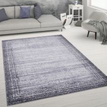 Paco Home - Tapis De Salon Poils Ras Effet Usé Abstrait Tapis Vintage Style Moderne 80x300 cm, Gris