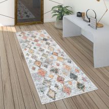 Paco Home - Tapis De Salon Poils Ras Moderne 3D Ethnique Boho Avec Diamants Crème Coloré 120x170 cm