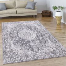 Tapis De Salon Tapis Poil Ras Tapis Vintage Abstrait Oriental Moderne Bordure 120x170 cm, Gris - Paco Home