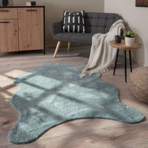 Paco Home - Tapis De Salon Tapis Poils Ras Monochrome Moderne Fausse Fourrure Doux Turquoise, 60x90 cm forme de fourrure