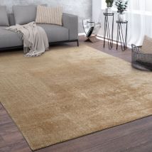 Paco Home - Tapis De Salon Poils Ras Lavable Monochrome Style Moderne Beige Crème 60x100 cm