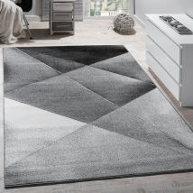 Paco Home - Tapis Design Moderne Motifs Géométriques Poils Ras Gris Noir Blanc Chiné 70x140 cm