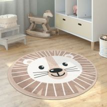 Paco Home - Tapis Enfant Chambre d'Enfant Rond Moderne Filles Garçons Lune Koala Tête Lion Beige, 150 cm Rund (de)