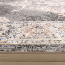 Paco Home - Tapis Exterieur Terrasse Balcon Tapis Cuisine Motif Marocain Ornements Gris 200 cm rond