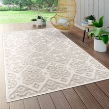 Paco Home - Tapis Exterieur Terrasse Balcon Tapis Cuisine Scandinave Geometrique 3D Crème 60x100 cm