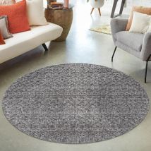 Paco Home - Tapis Exterieur Terrasse Balcon Tapis Cuisine Scandinave Geometrique Anthracite 160 cm rond