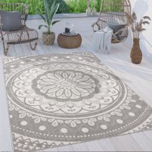 Paco Home - Tapis Exterieur Terrasse Salon Cuisine Motif Oriental Marocain Moderne Ethnique 80x250 cm, Gris