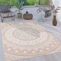 Paco Home - Tapis Exterieur Terrasse Salon Cuisine Motif Oriental Marocain Moderne Ethnique 200x280 cm, Sable