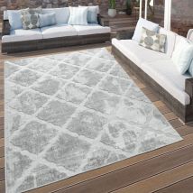 Paco Home - Tapis Intérieur Et Extérieur Aspect Marbré Losanges Gris 200 cm rond