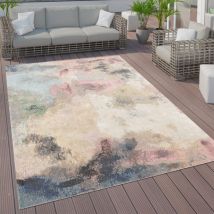 Paco Home - Tapis Intérieur Et Extérieur Terrasse Cuisine Vintage Pastel Motifs Abstraits 200 cm rond, Multicolore 8