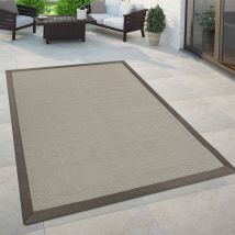 Paco Home - Tapis Intérieur & Extérieur Tissage à Plat Moderne Look Naturel Uni En Beige 80x150 cm