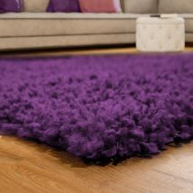 Paco Home Tapis Poils Hauts Et Longs Shaggy Purple Lilas Chiné Uni Super Soldes 67 cm rond