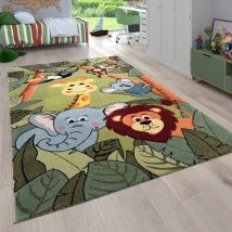Paco Home - Tapis Pour Enfant Poils Ras Chambre Enfant avec Motifs Animaux et Jungle 80x150 cm, Vert