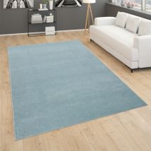 Paco Home - Tapis Pour Salon Uni Poils Ras Sobre Et Moderne, Turquoise 140x200 cm