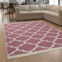 Paco Home Tapis Salon Chambre Adulte Lavable En Machine Motif Scandinave Motif Boho 80x150 cm, Pink