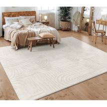 Paco Home - Tapis Salon Chambre Adulte Poils Ras Scandinave Motif Boho Motif Geometrique 200x280 cm, Crème 7