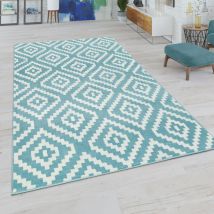 Paco Home - Tapis Salon Losanges Pastel Ethnique Bohème 70x250 cm, Bleu