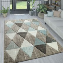 Paco Home - Tapis Salon Pastel Losanges Triangles Zigzags 120x170 cm, Beige