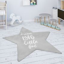 Paco Home - Tappeto Bambini Cameretta Da Gioco Bebè Stella Scritta Grigio Bianco Forma a stella da 150 cm