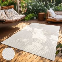 Tappeto Da Esterno Resistente Alle Intemperie Soggiorno Balcone Scandi Crema ø 120 cm tondo - Paco Home