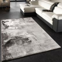 Tappeto Dal Design Moderno e Motivo Tela Effetto Mélange - Grigio, Nero, Bianco 80x150 cm - Paco Home