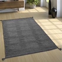 Tappeto Design Tessuto Kelim Lavorato a Mano 100% Cotone Moderno Mélange Grigio 60x110 cm - Paco Home