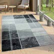 Tappeto Di Design Moderno a Quadri Effetto Marmo Mélange Grigio Nero Bianco 60x100 cm - Paco Home